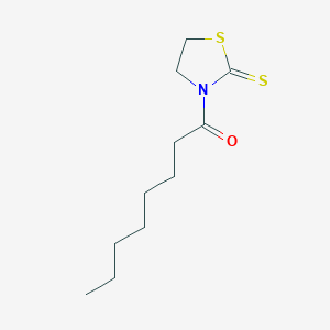 molecular formula C11H19NOS2 B13685047 2-Thiazolidinethione, 3-(1-oxooctyl)- CAS No. 108377-41-9