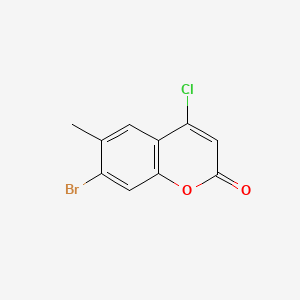 molecular formula C10H6BrClO2 B13685382 7-Bromo-4-chloro-6-methylcoumarin 