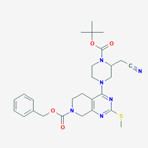 (S)-2-[1-Boc-4-[7-Cbz-2-(methylthio)-5,6,7,8-tetrahydropyrido[3,4-d]pyrimidin-4-yl]-2-piperazinyl]acetonitrile