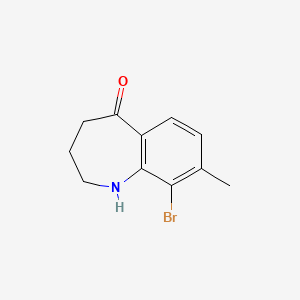 molecular formula C11H12BrNO B13685601 9-Bromo-8-methyl-3,4-dihydro-1H-benzo[B]azepin-5(2H)-one 