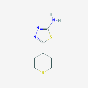 molecular formula C7H11N3S2 B13685606 5-(Tetrahydro-2H-thiopyran-4-yl)-1,3,4-thiadiazol-2-amine 