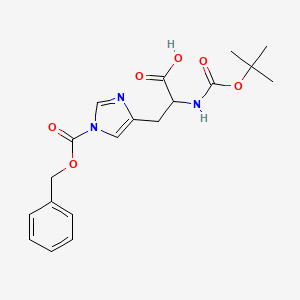 molecular formula C19H23N3O6 B13685632 3-(1-Benzyloxycarbonylimidazol-4-yl)-2-(tert-butoxycarbonylamino)propanoic acid 