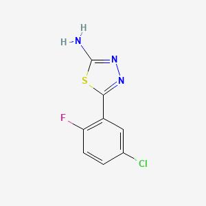 molecular formula C8H5ClFN3S B13685737 5-(5-Chloro-2-fluorophenyl)-1,3,4-thiadiazol-2-amine 