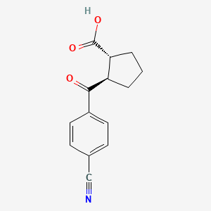 molecular formula C14H13NO3 B1368576 反式-2-(4-氰基苯甲酰基)环戊烷-1-羧酸 CAS No. 733740-87-9