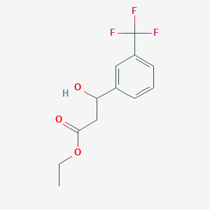 molecular formula C12H13F3O3 B13685836 Benzenepropanoic acid, beta-hydroxy-3-(trifluoromethyl)-, ethyl ester 