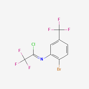 molecular formula C9H3BrClF6N B13685900 N-[2-Bromo-5-(trifluoromethyl)phenyl]-2,2,2-trifluoroacetimidoyl Chloride 