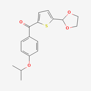 molecular formula C17H18O4S B1368594 5-(1,3-Dioxolan-2-yl)-2-(4-isopropoxylbenzoyl)thiophene CAS No. 898778-40-0