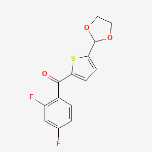 molecular formula C14H10F2O3S B1368596 2-(2,4-Difluorobenzoyl)-5-(1,3-dioxolan-2-YL)thiophene CAS No. 898778-76-2