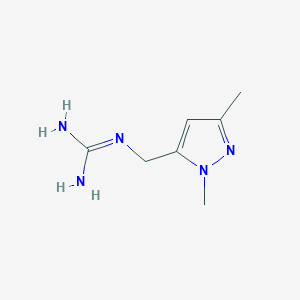 molecular formula C7H13N5 B13686034 1-[(1,3-Dimethyl-5-pyrazolyl)methyl]guanidine 