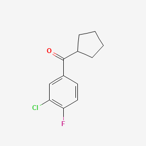 molecular formula C12H12ClFO B1368624 3-氯-4-氟苯基环戊基酮 CAS No. 898791-62-3