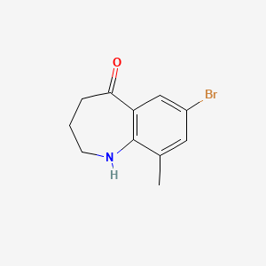 molecular formula C11H12BrNO B13686242 7-Bromo-9-methyl-1,2,3,4-tetrahydro-benzo[B]azepin-5-one 