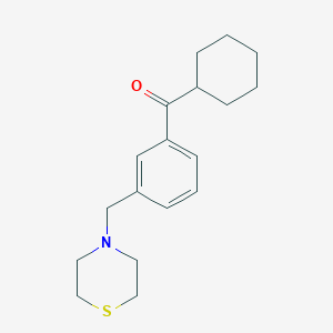 molecular formula C18H25NOS B1368638 Cyclohexyl 3-(thiomorpholinomethyl)phenyl ketone CAS No. 898788-14-2