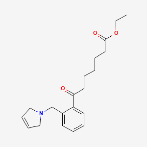 molecular formula C20H27NO3 B1368642 7-氧代-7-[2-(3-吡咯烷基甲基)苯基]庚酸乙酯 CAS No. 898764-02-8