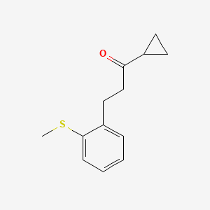molecular formula C13H16OS B1368644 Cyclopropyl 2-(2-thiomethylphenyl)ethyl ketone CAS No. 898780-67-1