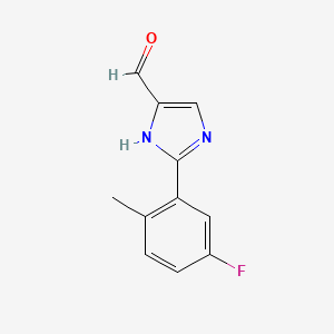 molecular formula C11H9FN2O B13687416 2-(5-fluoro-2-methylphenyl)-1H-imidazole-5-carbaldehyde 