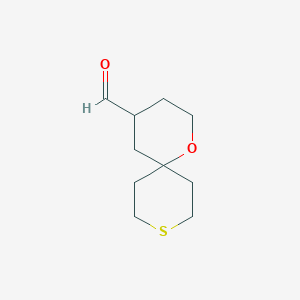 molecular formula C10H16O2S B13687478 1-Oxa-9-thiaspiro[5.5]undecane-4-carbaldehyde 