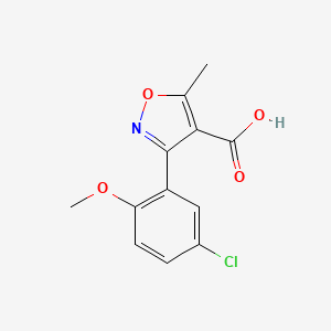 molecular formula C12H10ClNO4 B13687514 3-(5-Chloro-2-methoxyphenyl)-5-methylisoxazole-4-carboxylic acid 