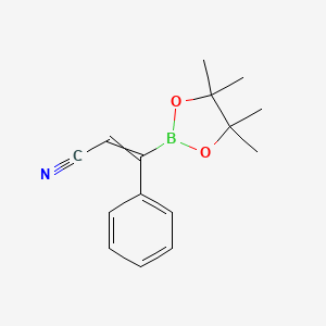 molecular formula C15H18BNO2 B13687551 2-Cyano-1-phenylvinylboronic Acid Pinacol Ester 