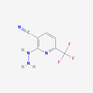 molecular formula C7H5F3N4 B13687634 2-Hydrazinyl-6-(trifluoromethyl)nicotinonitrile 