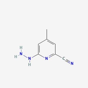 molecular formula C7H8N4 B13687859 6-Hydrazinyl-4-methylpyridine-2-carbonitrile 