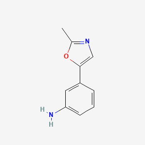 molecular formula C10H10N2O B13687913 Benzenamine, 3-(2-methyl-5-oxazolyl)- CAS No. 89260-49-1