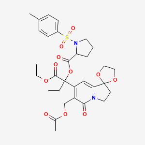 [2-[6'-(Acetyloxymethyl)-5'-oxospiro[1,3-dioxolane-2,1'-2,3-dihydroindolizine]-7'-yl]-1-ethoxy-1-oxobutan-2-yl] 1-(4-methylphenyl)sulfonylpyrrolidine-2-carboxylate