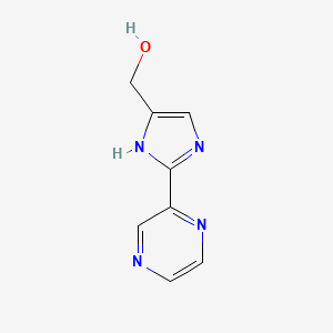 molecular formula C8H8N4O B13687960 2-(2-Pyrazinyl)imidazole-5-methanol 