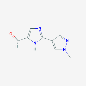 molecular formula C8H8N4O B13688029 2-(1-Methyl-4-pyrazolyl)imidazole-5-carbaldehyde 