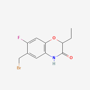 molecular formula C11H11BrFNO2 B13688043 6-(Bromomethyl)-2-ethyl-7-fluoro-2H-benzo[b][1,4]oxazin-3(4H)-one 