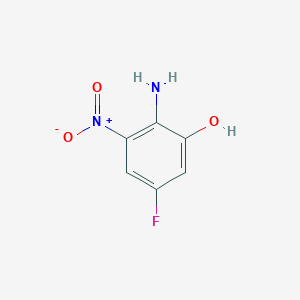 molecular formula C6H5FN2O3 B13688188 2-Amino-5-fluoro-3-nitrophenol 