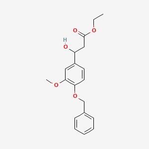 molecular formula C19H22O5 B13688207 Ethyl 3-[4-(Benzyloxy)-3-methoxyphenyl]-3-hydroxypropanoate 