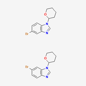 molecular formula C24H26Br2N4O2 B13688247 5-Bromo-1-(tetrahydro-2H-pyran-2-yl)-1H-benzo[d]imidazole--6-bromo-1-(tetrahydro-2H-pyran-2-yl)-1H-benzo[d]imidazole 