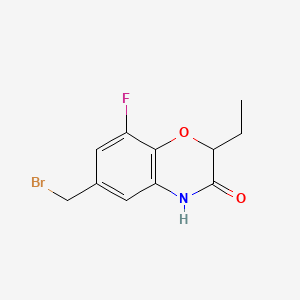 molecular formula C11H11BrFNO2 B13688316 6-(Bromomethyl)-2-ethyl-8-fluoro-2H-benzo[b][1,4]oxazin-3(4H)-one 