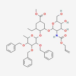 Methyl (1R,3R,4R,5S)-3-[[(2R,3R,4R,5R,6R)-3-[[(Allyloxy)carbonyl]amino]-4,5-dihydroxy-6-(hydroxymethyl)tetrahydro-2H-pyran-2-yl]oxy]-5-ethyl-4-[[(2S,3S,4R,5R,6S)-3,4,5-tris(benzyloxy)-6-methyltetrahydro-2H-pyran-2-yl]oxy]cyclohexanecarboxylate