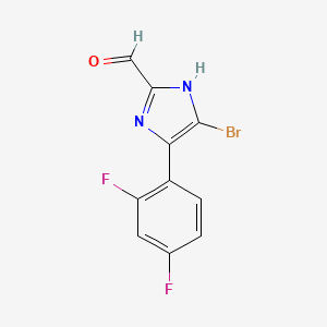 molecular formula C10H5BrF2N2O B13688359 5-Bromo-4-(2,4-difluorophenyl)imidazole-2-carbaldehyde 