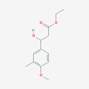 molecular formula C13H18O4 B13688388 Ethyl 3-hydroxy-3-(4-methoxy-3-methylphenyl)propanoate 