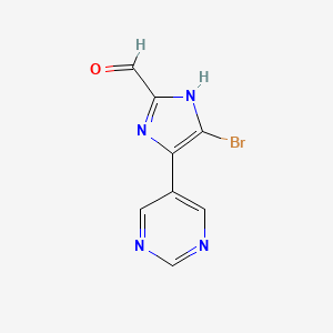 molecular formula C8H5BrN4O B13688463 5-Bromo-4-(5-pyrimidinyl)imidazole-2-carbaldehyde 