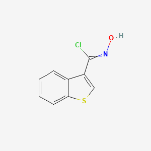 molecular formula C9H6ClNOS B13688739 N-Hydroxybenzothiophene-3-carbimidoyl Chloride 