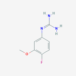 molecular formula C8H10FN3O B13688825 1-(4-Fluoro-3-methoxyphenyl)guanidine 