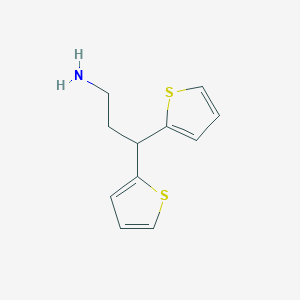 molecular formula C11H13NS2 B13688857 3,3-Di(2-thienyl)-1-propanamine 