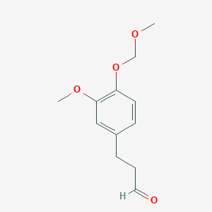 molecular formula C12H16O4 B13688866 3-(3-Methoxy-4-(methoxymethoxy)phenyl)propanal 