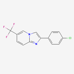 molecular formula C14H8ClF3N2 B13688889 2-(4-Chlorophenyl)-6-(trifluoromethyl)imidazo[1,2-a]pyridine 