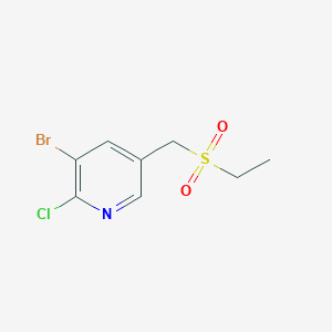 molecular formula C8H9BrClNO2S B13688945 3-Bromo-2-chloro-5-((ethylsulfonyl)methyl)pyridine 