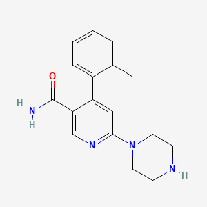 molecular formula C17H20N4O B13688951 6-(1-Piperazinyl)-4-(o-tolyl)nicotinamide 