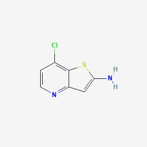 molecular formula C7H5ClN2S B13688967 7-Chlorothieno[3,2-b]pyridin-2-amine 