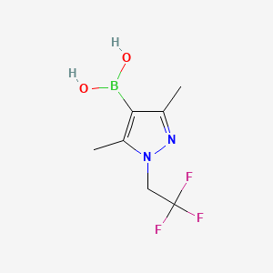 molecular formula C7H10BF3N2O2 B13688982 3,5-Dimethyl-1-(2,2,2-trifluoroethyl)pyrazole-4-boronic Acid 