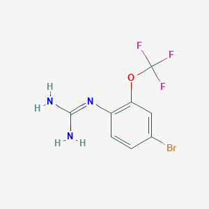 molecular formula C8H7BrF3N3O B13689009 1-[4-Bromo-2-(trifluoromethoxy)phenyl]guanidine 