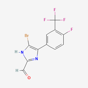 molecular formula C11H5BrF4N2O B13689064 5-Bromo-4-[4-fluoro-3-(trifluoromethyl)phenyl]imidazole-2-carbaldehyde 