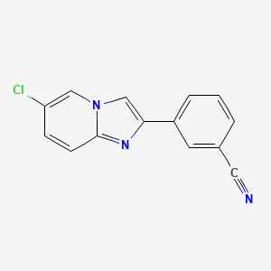 molecular formula C14H8ClN3 B13689141 3-(6-Chloroimidazo[1,2-a]pyridin-2-yl)benzonitrile 