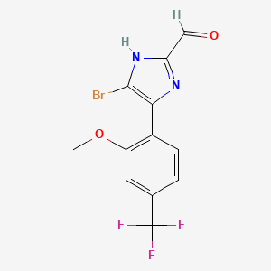 molecular formula C12H8BrF3N2O2 B13689227 5-Bromo-4-[2-methoxy-4-(trifluoromethyl)phenyl]imidazole-2-carbaldehyde 